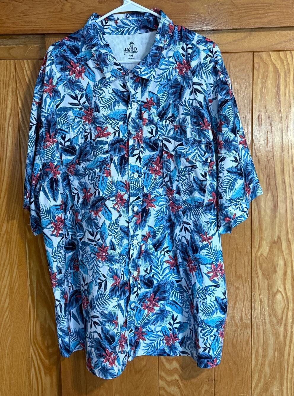 IZOD Saltwater Tropical Button Down Shirt 4XB Big & Tall
